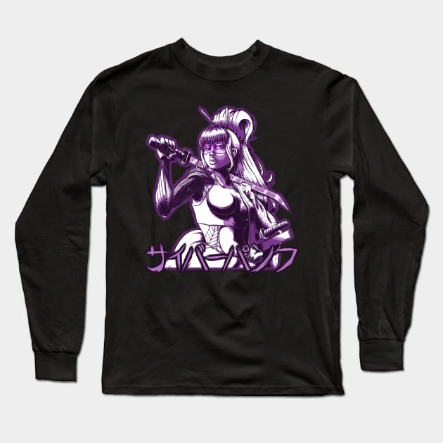 Cyberpunk X Japan: Ronin Girl (var.3) Long Sleeve T-Shirt by LouisGrievesArt